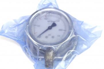 AFS Pressure Gauge, 63mm dial size, 1/4" NPT bottom, 0-230PSI, Liquid Filled